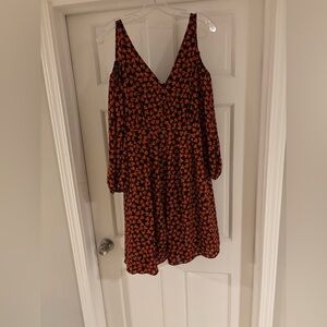 Disney alice in wonderland cold shoulder Sleeve Midi Sundress